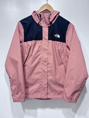 The North Face Antora Rain Jacket DryVent Rose Dawn Black Waterproof Hooded M